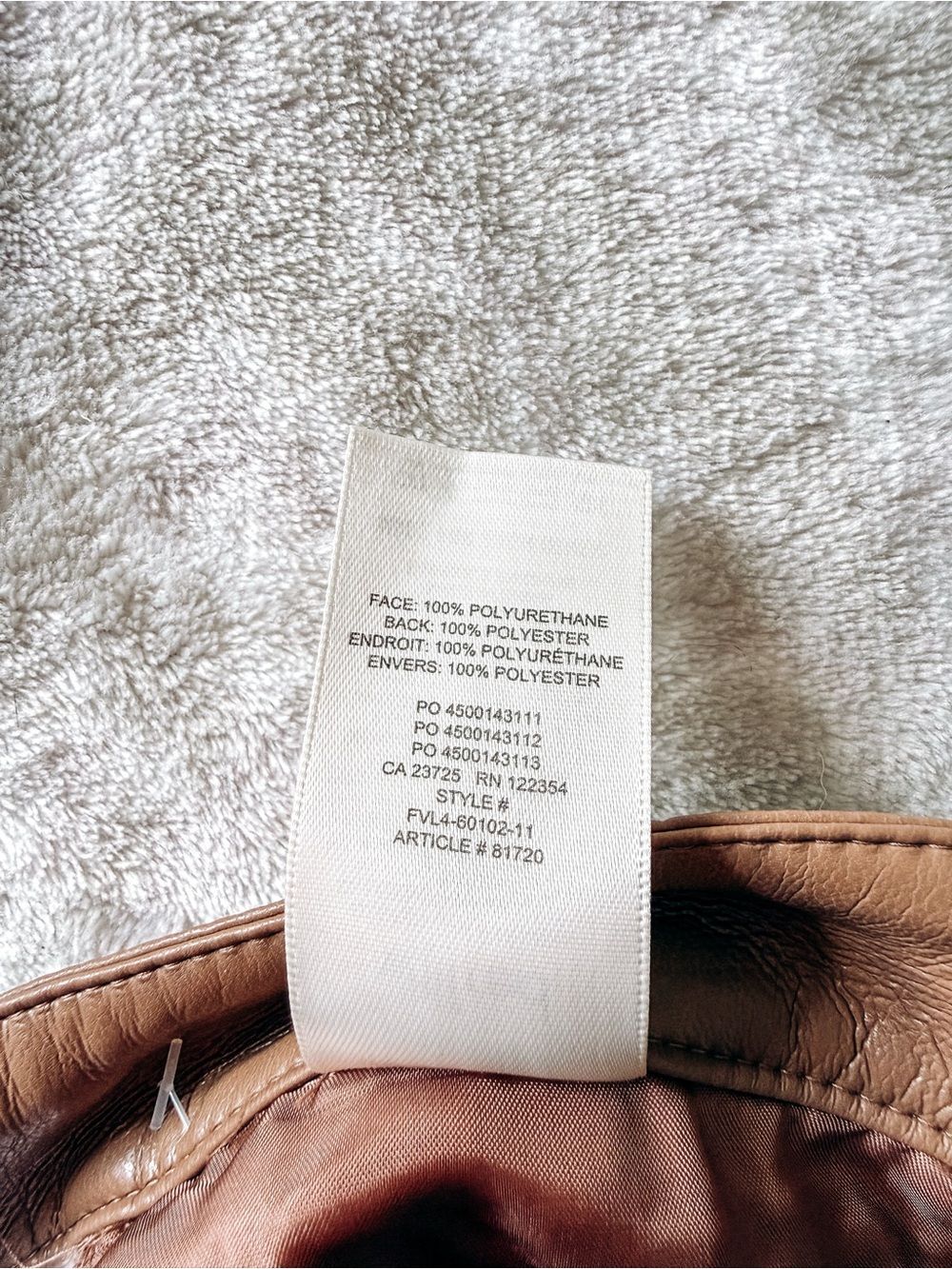 Aritzia Wilfred Melina Vegan Leather Pants Cognac Brown Size 10 - Picture 6 of 6